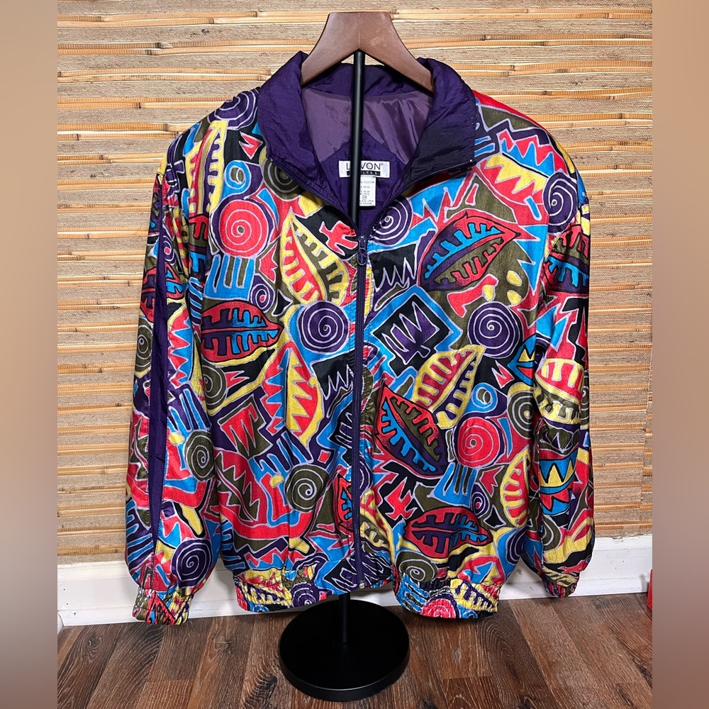 Vintage Lavon Y2K Abstract Jacket 80s 90s Retro Colorful Womens Petite